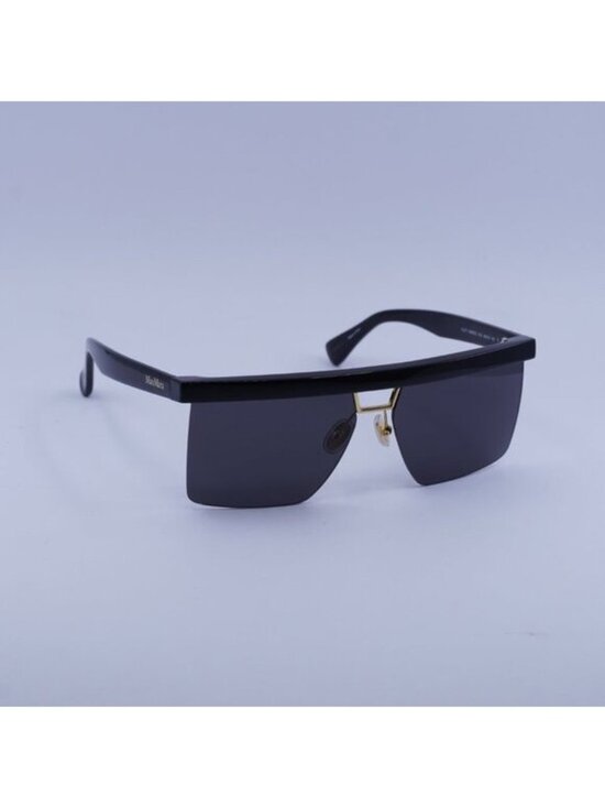 Max Mara MM0072 01A Sunglasses Shiny Black Square Frame, Smoke Lenses main image 9
